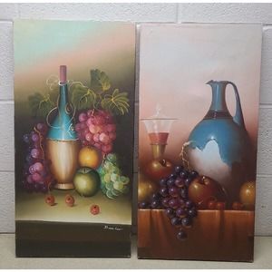 12x24" Fruit and china stretched Oil Painting Canvas (2) - Wall Art - Diana Lee